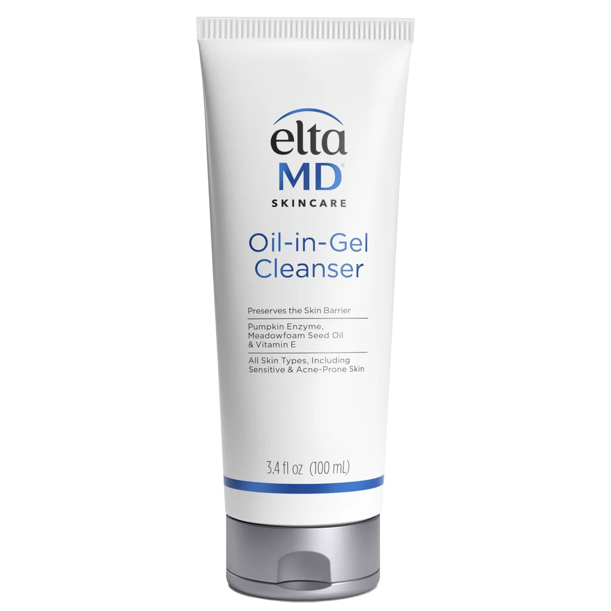 EltaMD Oil-in-Gel Cleanser (3.4 oz) is a gentle facial cleanser that transforms from an oil to a gel, effectively removing makeup, sunscreen, excess oil, and daily impurities
