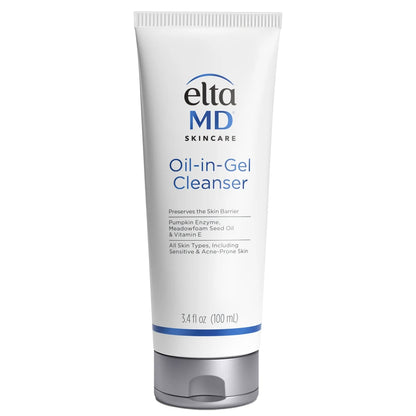 EltaMD Oil-in-Gel Cleanser (3.4 oz) is a gentle facial cleanser that transforms from an oil to a gel, effectively removing makeup, sunscreen, excess oil, and daily impurities