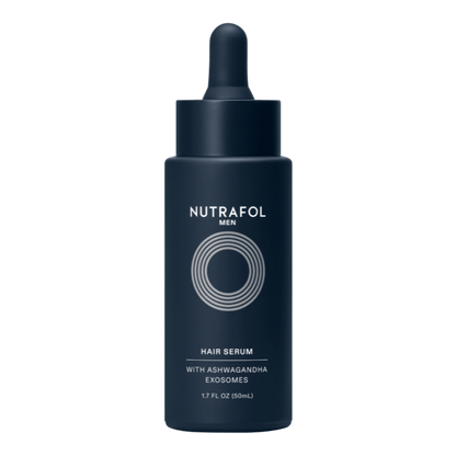 Nutrafol hair serum bottle on a white background