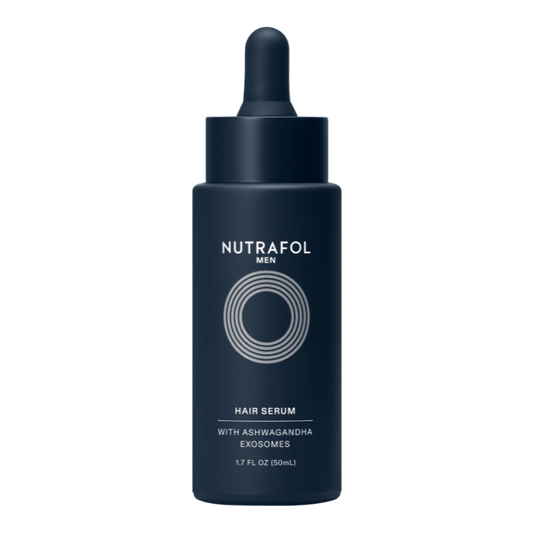 Nutrafol hair serum bottle on a white background